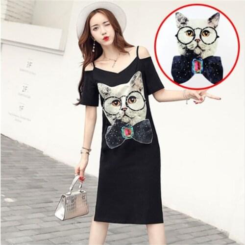 Big Sequins Patches Cartoon Cat Applique Sew On Clothing Decoration Coat T-shirt To Repair Hole Patch DIY Craft Accessories