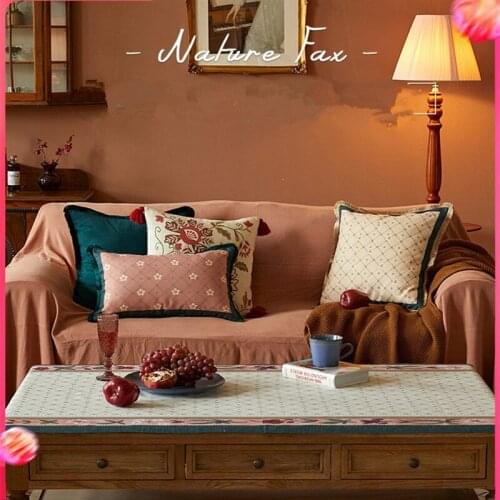 Fontainebleau Natural Linen Throw Pillow Cover Florals Print Decorative Square Pillow Case For Sofa 45×45cm European Design