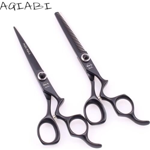Professional Hair Scissors 5.5" AQIABI Brand 440C Black Straight Scissor Hair Thinning Shears Barber Scissors Dropshipping A9016
