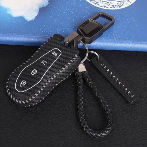 Tonlinker Interior Car Key Cover Case Stickers For Geely Tugella FY11 2019-20 Car Styling 1 PCS PU Leather Cover Stickers