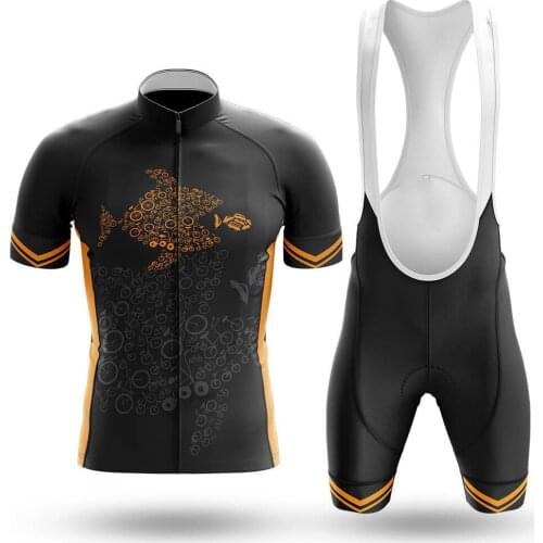 Bicycle Fish Cycling Jersey Set Sport Team Bike Men Clothing Quick Dry Summer Sleeve Cycling Road Ride Shirt Bib Short Gel Pad