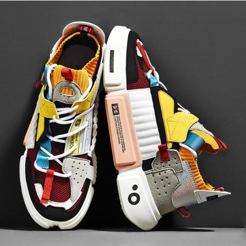 Plus Size Summer Breathable Shoes Mens Sports Shoes Sport Women Sneakers for Men Running Shoes Men Red Yellow White GMB-1378