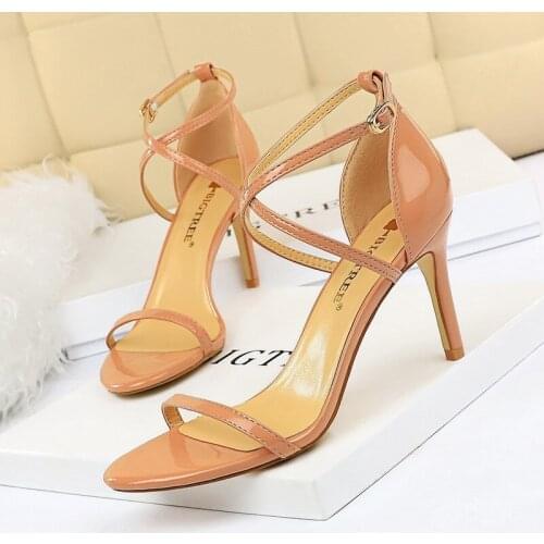 BIGTREE 2019 New Women Sandals Patent Leather Women High Heels Shoes Gold Sexy Women Pumps Fashion Wedding Shoes Women stiletto