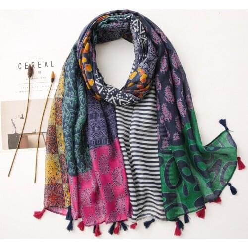 Women Ethic Viscose Hijab Scarf Colorful Shawl Elegant Travel Design Wrap Stole