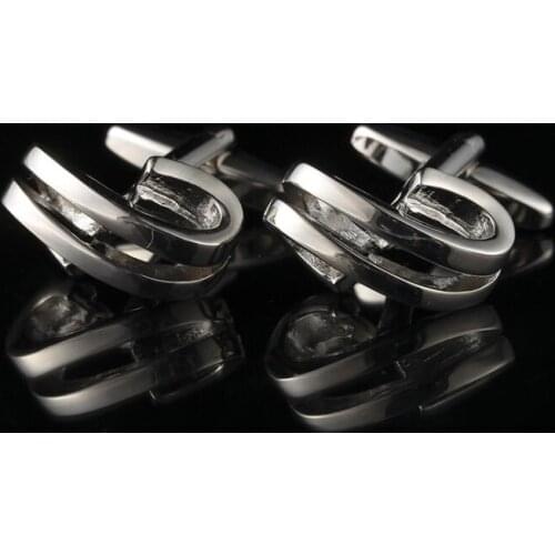 10pairs/lot Silver Glossy Cufflinks Copper Shiny Finish Plating Cuff Links Simple Business Style Mens Jewelry Gift Wholesale