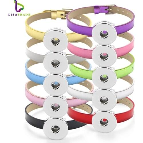 10PCS! Snap button Bracelet Bangle, 8MM PU Leather Wristband DIY Accessory Bracelet Fit Snap buttons & Slide charms LSNB07