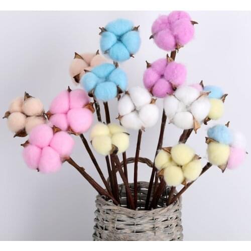 10PCS Cotton Flowers Orquidea Artificial Flower On The Middle Of Table Nordic Pink Room Decor Home Ornaments New Year