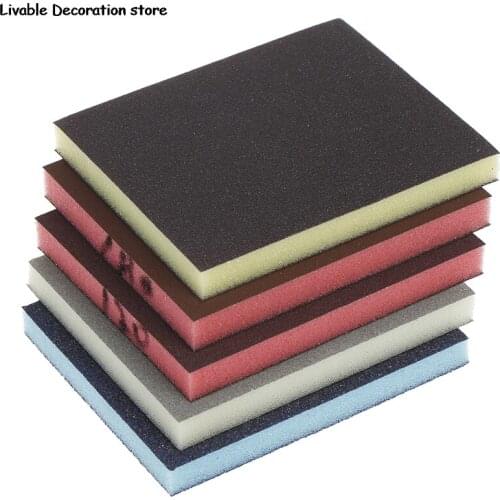 2pcs 120-1000grit Polishing Sanding Sponge Block Pad Sandpaper Assorted Abrasive Tool 120*100*12mm Random Color Drop Shipping