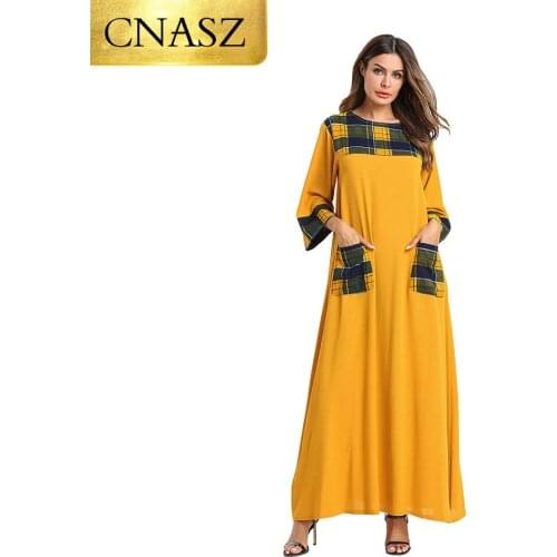 2018 UAE Abaya Kaftan Robe Dubai Denim Pockets Muslim Dress Women Jilbab Arabic Bangladesh Turkish Islamic Clothing