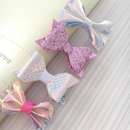 4pcs Rainbow Princess Hairgrips Glitter Hair Bows with Clip Dance Party Bow Hair Clip Girls Hair Accessories