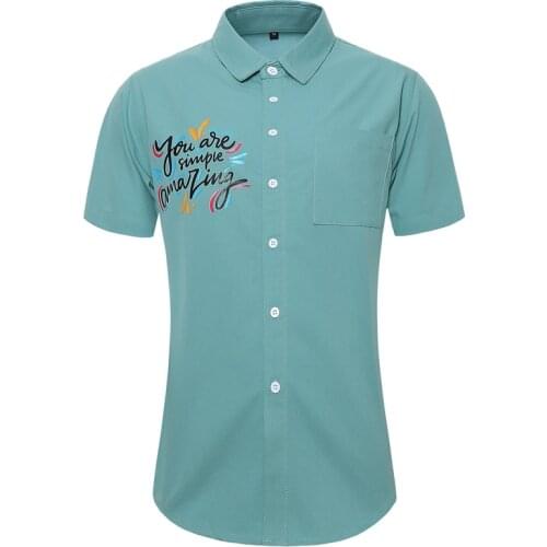 45KG-105KG Summer New Soft Cool Letter Printed Casual Regular Fit Short Sleeve Shirts 4XL 5XL