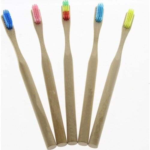 5Pcs/Set FDA Certification Colorful Bristle Environmentally Eco Friendly Travel Home Hotel Adult Bamboo Toothbrush
