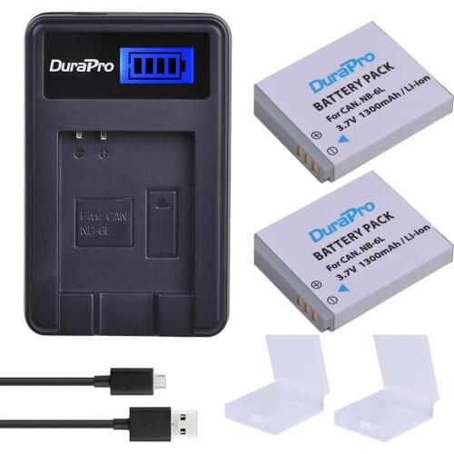 2pc NB-6L NB6L NB 6L NB-6LH 1300mAh Rechargeable Camera Battery +LCD USB Charger For CANON PowerShot SX240 SX260 HS IXY110 SD980