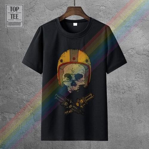 Biker T Shirt Oldschool Biker Skull Helmet Motorrad Schrauber Cafe Racer S 3Xl Men Tee Shirt Tops Short Sleeve Cotton Fitness