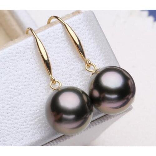 Noble jewelry pair 9-10mm Natural freshwater Japanese AKoya white pearl earring 18K Yellow Gold Drop Earrings accessory