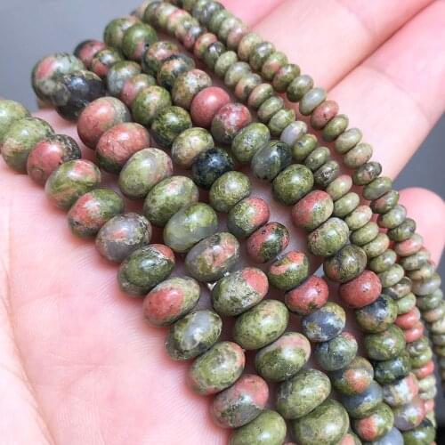 Natural Stone Unakite Rondelle Beads Round 4/6/8mm Loose Spacer Beads For Jewelry Making DIY Earring Bracelets Accessories 15"