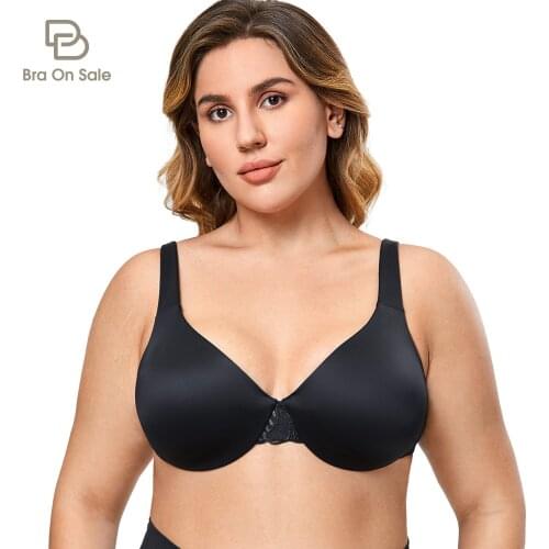 Womens Plus Size Lace Minimizer Underwire Full Coverage Unlined Seamless Bra Wide Straps