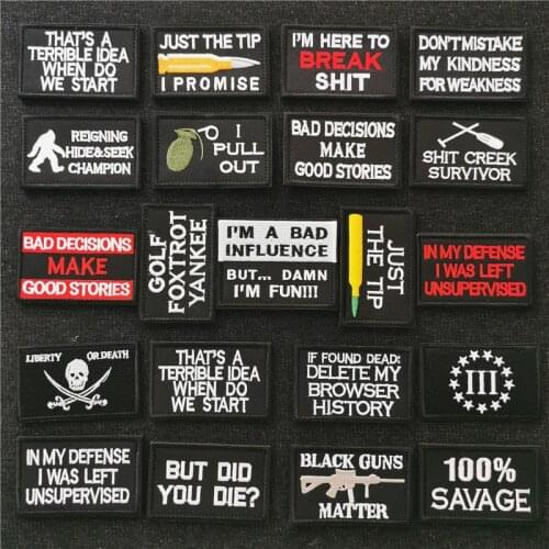 Black and White Embroidery Patches for Clothes Sewing Supplies Decorative Stickers Clothing DIY Hook Loop Badges