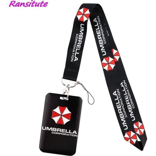 Ransitute R1956 Umbrella Sign Lanyard Credit Card ID Holder Badge Student Women Travel Bank Bus Business Card Cover Badge