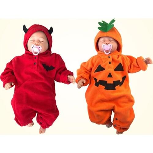 Halloween Newborn Baby Rompers Cotton Baby Boy Girl Pumpkin & Monsters Long Sleeve Hooded Jumpsuit Infant Cosplay Clothes