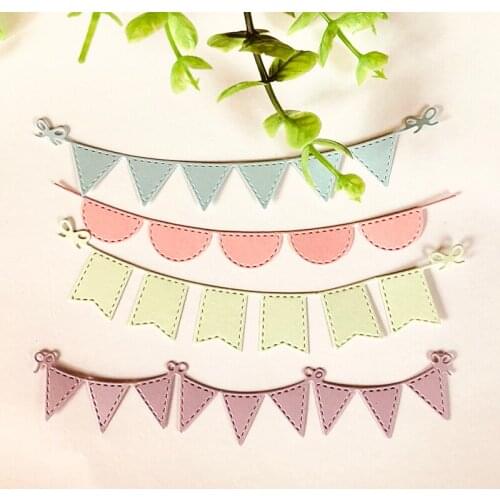 Hot sale 4Pcs Metal Flag Banner Cutting Dies DIY Scrapbooking Dies Craft Embossing Stamp Stencil Paper Card Making Template