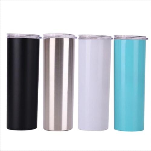 Howtelee 20oz Thermal Skinny Tumbler Straight Body 304 Stainless Steel mugs coffe cold bottle straw cups