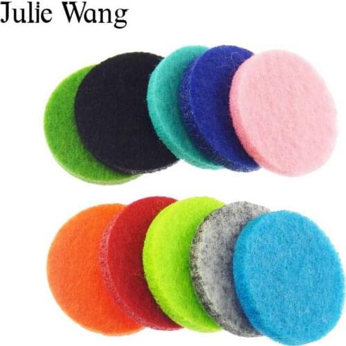 Julie Wang 20pcs Round Square Felt Pads For Essential Oil Diffuser Locket Necklace Floating Perfume DIY Jewelry Making Accessory