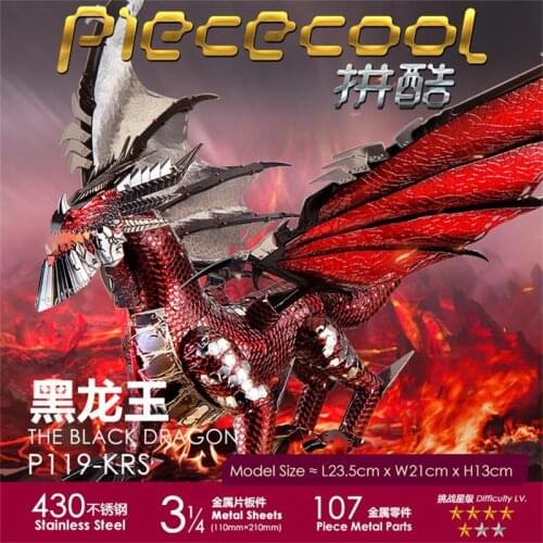 2019 Piececool 3D Metal Puzzle The Black Dragon Model DIY Laser Cut Assemble Jigsaw Toy Desktop decoration GIFT For Adult kids