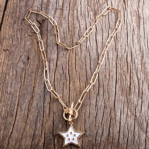 RH Fashion Choker Necklace Collar Statement Hip Hop Chunky Gold Color Chain Star / Cross Charm Punk Necklaces
