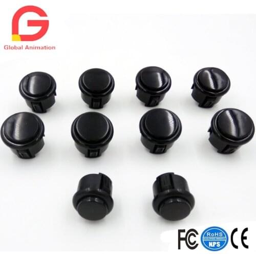 Arcade Push Button Replace Kit with 8 x 30mm Buttons 2 x 24mm Buttons for Jamma Arcade DIY (Black)