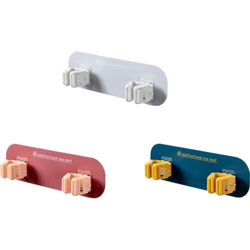 6 Pcs Broom Mop Holder Wall Mounted, Self Adhesive No Drilling Non-Slip Storage Organizer for Home Kitchen Garden Garage