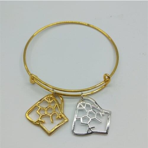 New Caffeine Molecule Bangles Silver Color Plating Coffee Cup Bangles Chemistry Science Gift With Chain For Women