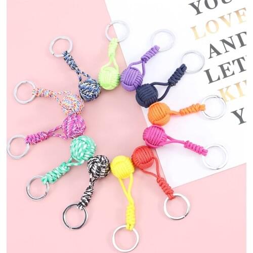 New Woven Lanyard Car Keychain Outdoor Survival Tactical Military Parachute Rope Cord Ball Car Pendant Keyring key chain