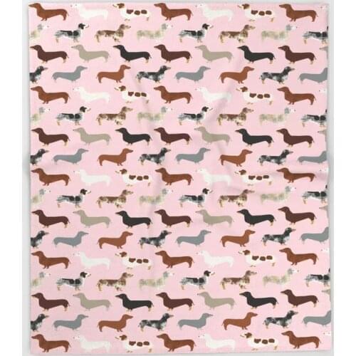 Dachshund Cartoon Throws for Sofa Cute Kids Design Dachshund pet Blankets Christmas Decorations for Home Custom Blanket