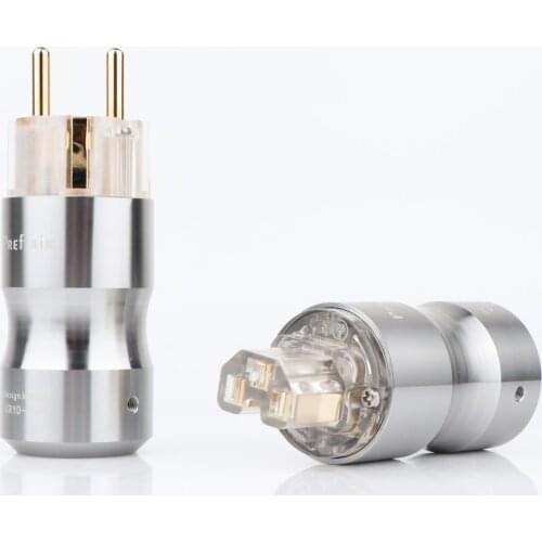 Pair Preffair P090TG 24k Gold Plated Schuko Power Connetor Schuko Europe EU Power Plug Transparent IEC Audio Connector
