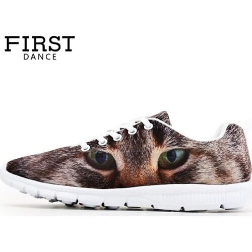 FIRST DANCE Women Casual Shoes Flats Customized 3D Print Shoes Animal Print Shoes for Ladies Cute Walking Shoes Lightweight