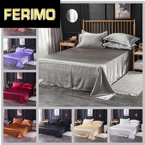 Wholesale Luxury 100% Satin Silk White 1PCS Flat Sheet Silky Queen King Bed Sheets For Women Men