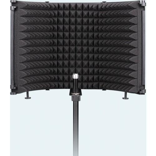 Adjustable Sound Insulation Angle Microphone Isolation Shield 3 Panel Portable Tabletop Sound Absorbing Foam Filter