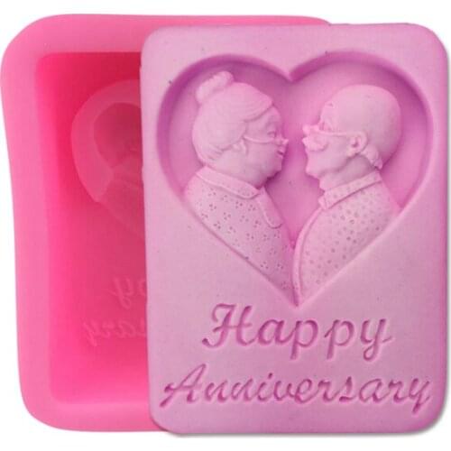 New Happy wedding anniversary 3D chocolate soap Moulds DIY fondant cake decorating tools silicone mold kitchen baking utensils