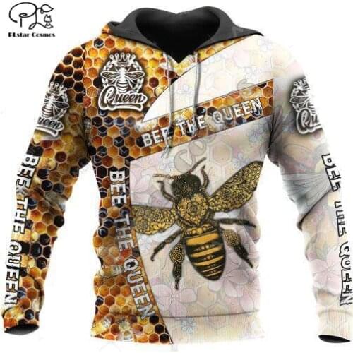 PLstar Cosmos Honey Bees 3D Printed Hoodies Casual Men/Women Zipper Hooded Beautiful Animal Unisex Brand Streetwear Apparel B14