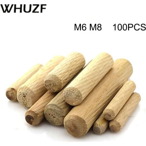 Dowel pin cavilha 100pcs Per Lot Twill 6/8mm Diameter Hardwood Round Furniture Fitting Wood Dowel Pin free shipping