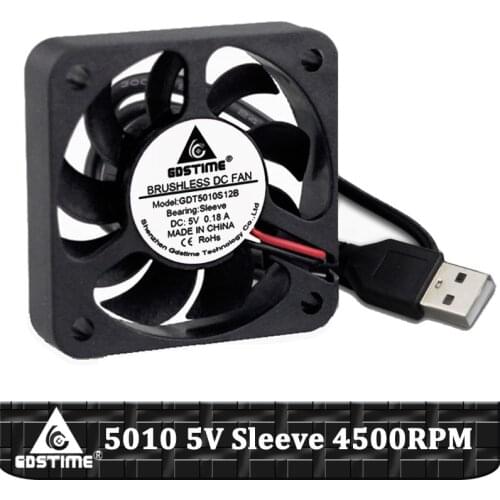 2PCS 50mm 50x50x10mm Fan 5010 5V Cooling Fan USB 5cm 2inch PC Laptop Computer Industrial Cooler Fan Heatsink Fans 9Blade