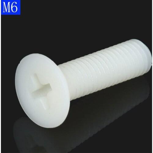 M6 x 1.0 White Nylon Phillips FLAT HEAD Machine Screws Black Countersunk Bolts DIN 965 ISO 7046
