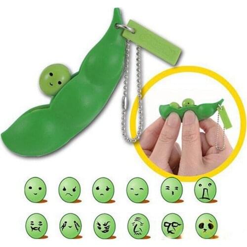 Funny Edamame Keychain Mobile Phone Pendant Squeeze Peas Beans Toys Ornament Relieve Decompression Tool Adult Boys Xmas Gift