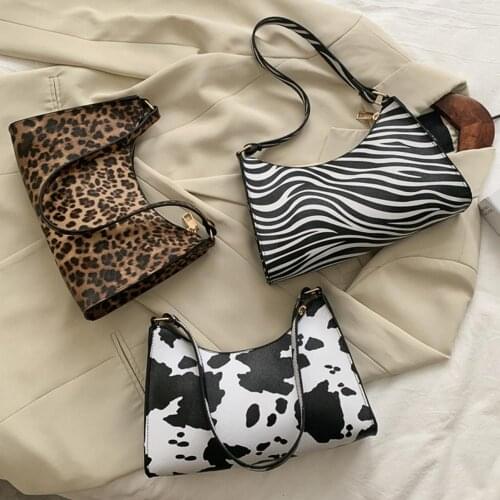 3 Colors Women Cow Dot Leopard Print Faux Leather Handbag Tote Zipper Closure Female Crossbody Underarm Shoulder Bag