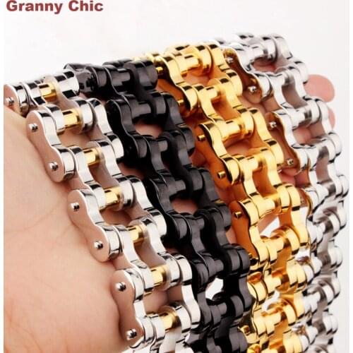 Granny Chic Mens Jewelry Various Color Stainless Steel Fashion Cool Jewelry Heavy Wide Bracelet 23mm9"