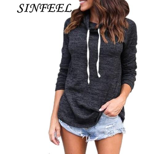 SINFEEL Women Hoodies 2018 Autumn Winter Sweatshirts Female Turtle Neck Casual Tops Moletom Feminino Harajuku Pullover sudaderas