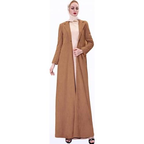 New Turkey Robe Femme Women Autumn Winter Buttons Casual Fashion Jacket Muslim Cardigan Abaya Kimono Maxi Kaftan Dubai Coat