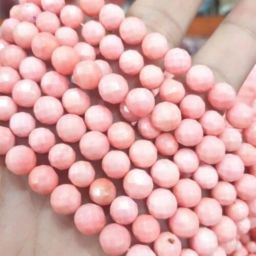 1 string nature pink coral beads loose beads round ball faceted ball size 4mm 6mm for women bracelets making diy jewelry fits