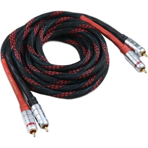 1 pair HI-End Pure copper RCA To RCA Audio Cable 2RCA Interconnect cable OFC cable Double RCA Cables Wire Line